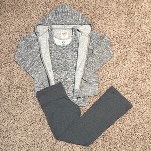 Mossimo 3 piece matching set fold over bootcut leggings hoodie and matching tank